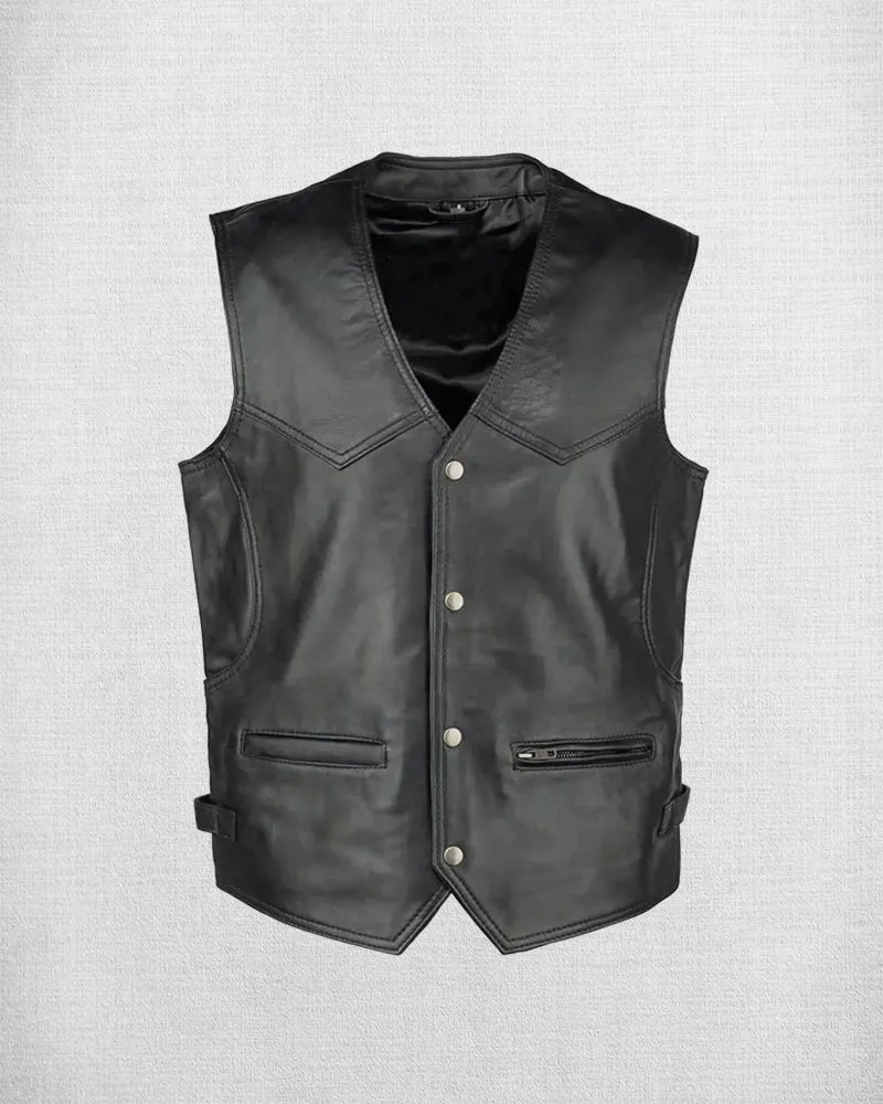 Classic Black Leather Vest
