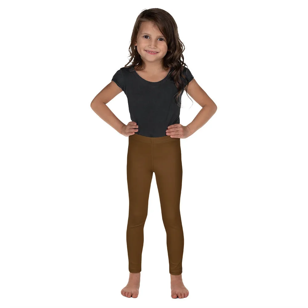 Dark Brown Kid's Leggings, Premium Unisex Colorful Tights For Boys & Girls-Made in USA/EU