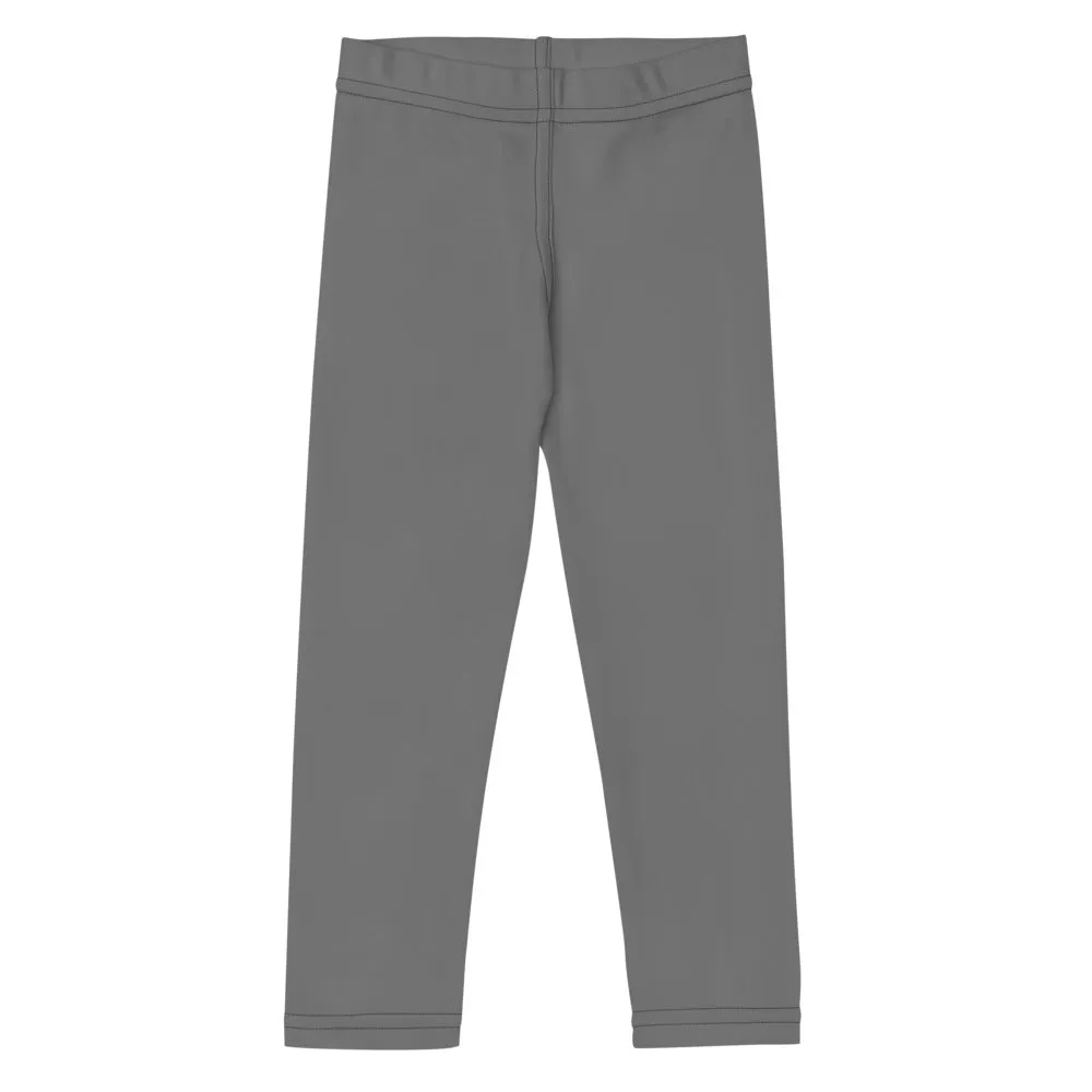 Grey Solid Color Kid's Leggings, Premium Unisex Colorful Tights For Boys & Girls-Made in USA/EU