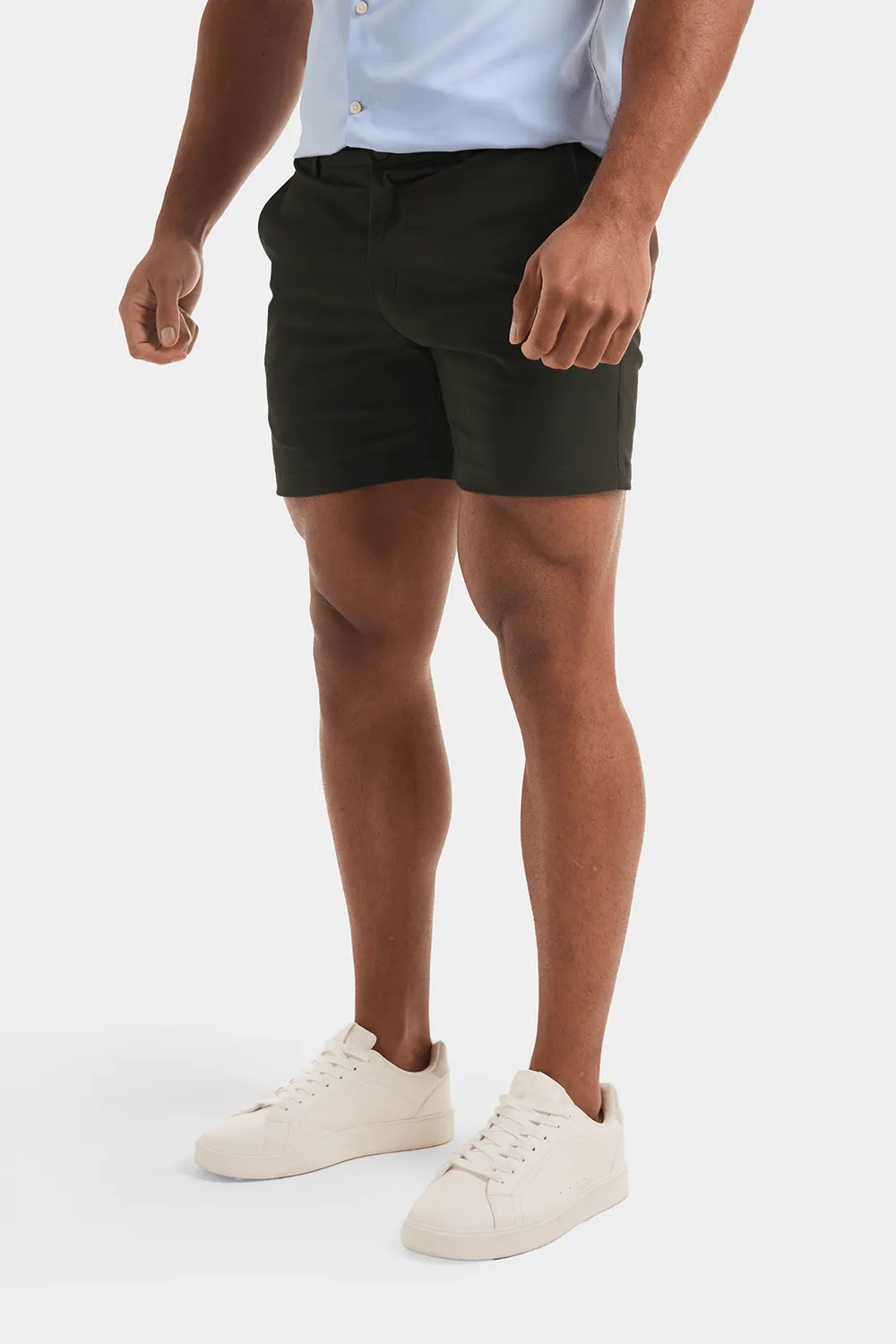 Muscle Fit Chino Shorts - Shorter Length in Khaki