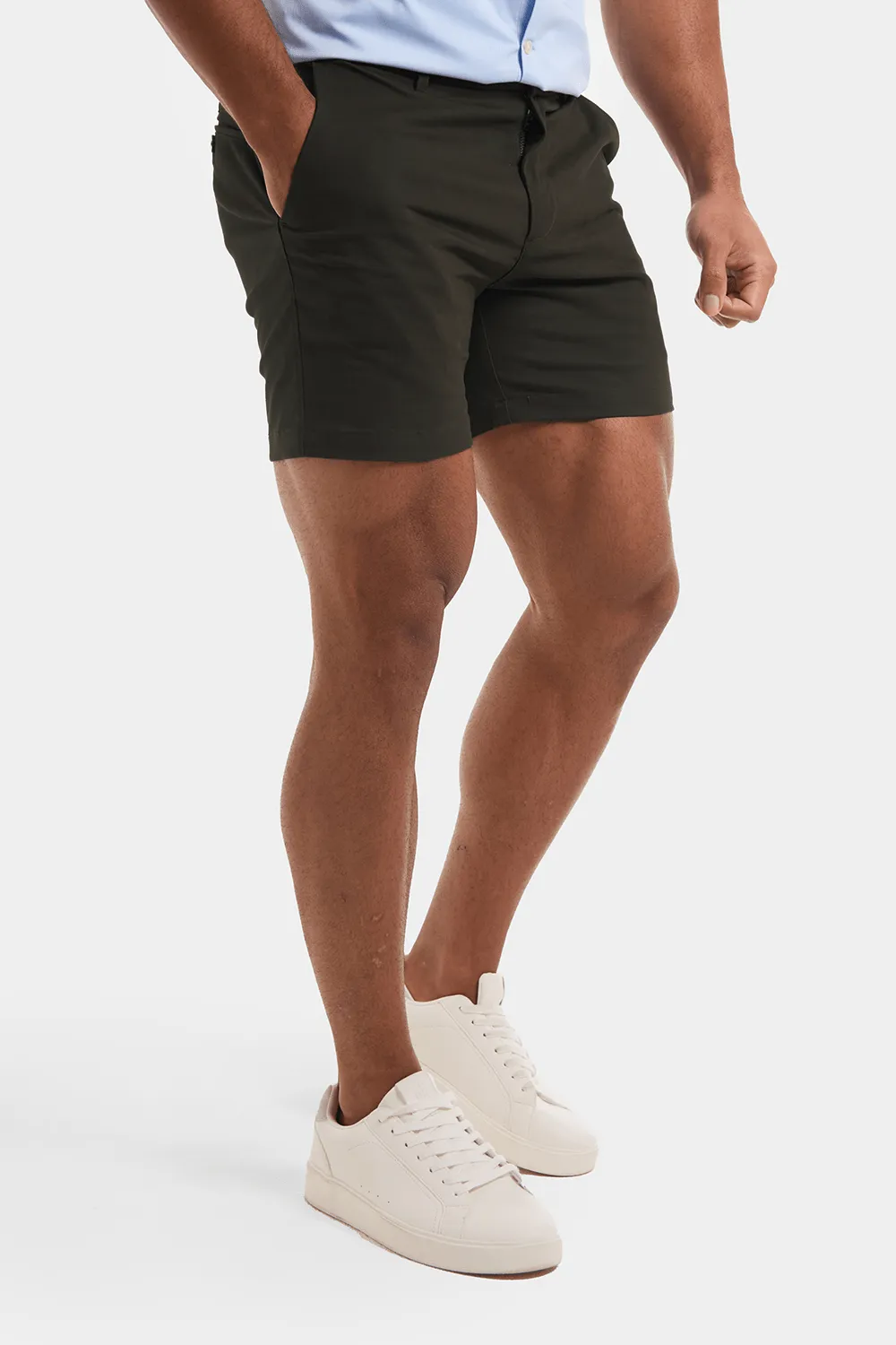 Muscle Fit Chino Shorts - Shorter Length in Khaki