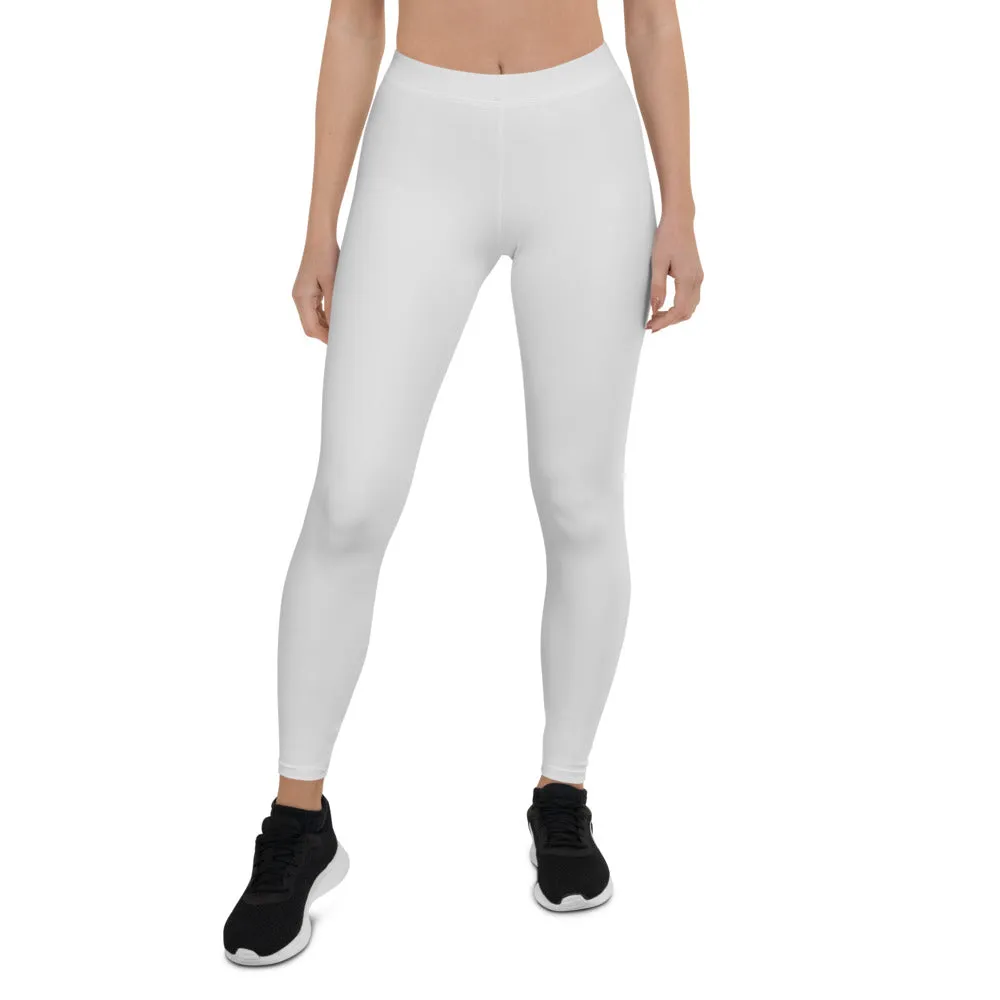 Pastel Grey Casual Women's Leggings, Premium Luxury Designer Women's Tights-Made in USA/EU