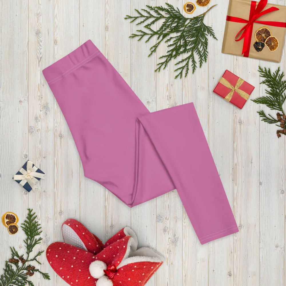 Pink Solid Color Casual Leggings, Best Modern Solid Color Fashion Tights - Made in USA/EU/MX