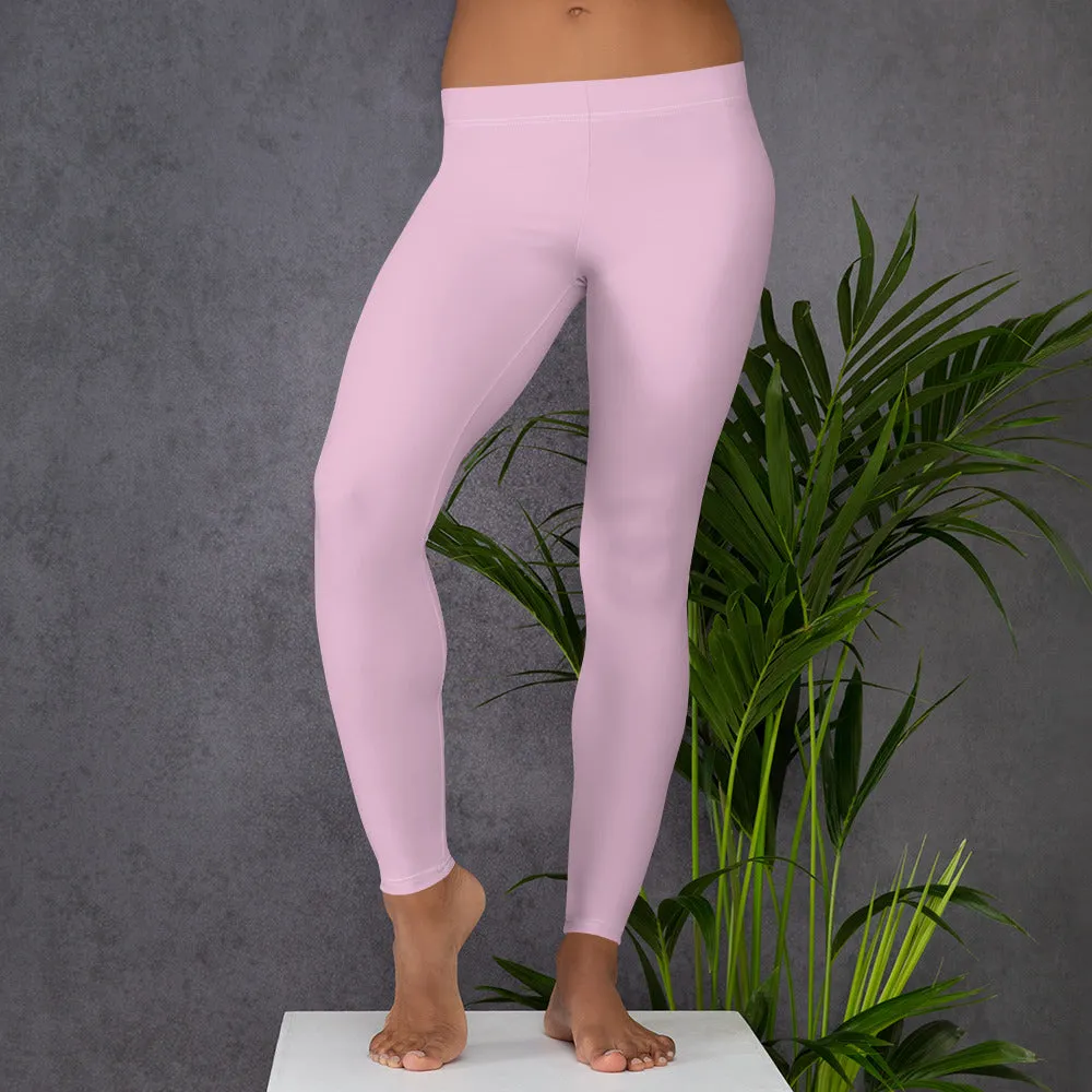 Pink Solid Color Casual Leggings, Premium Luxury Designer Women's Tights-Made in USA/EU