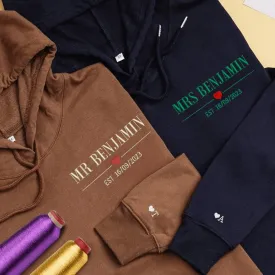 "Mr. & Mrs." Custom Hoodies - Personalized Anniversary Gifts For Couples