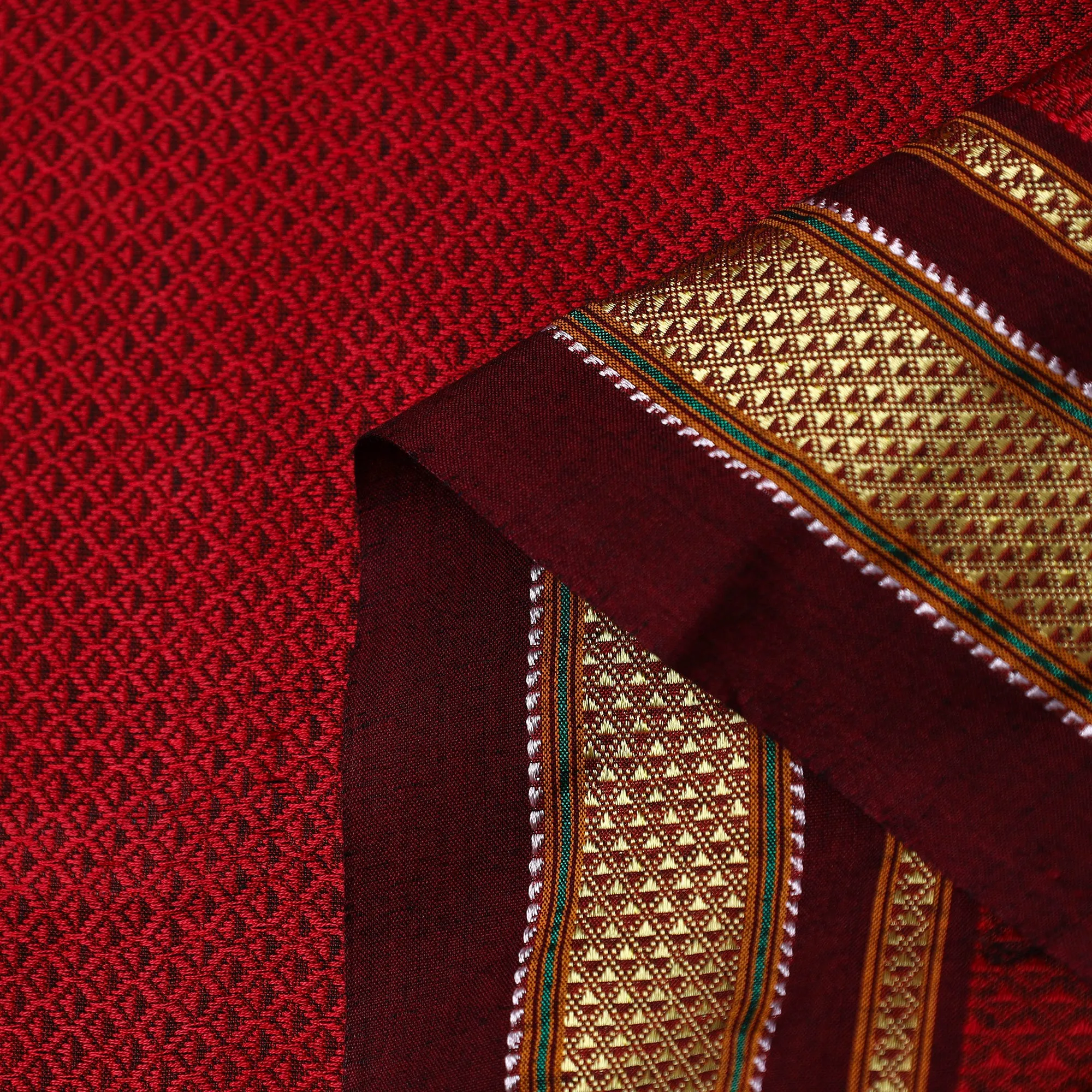 Red - Traditional Khun Weave Cotton Fabric 03