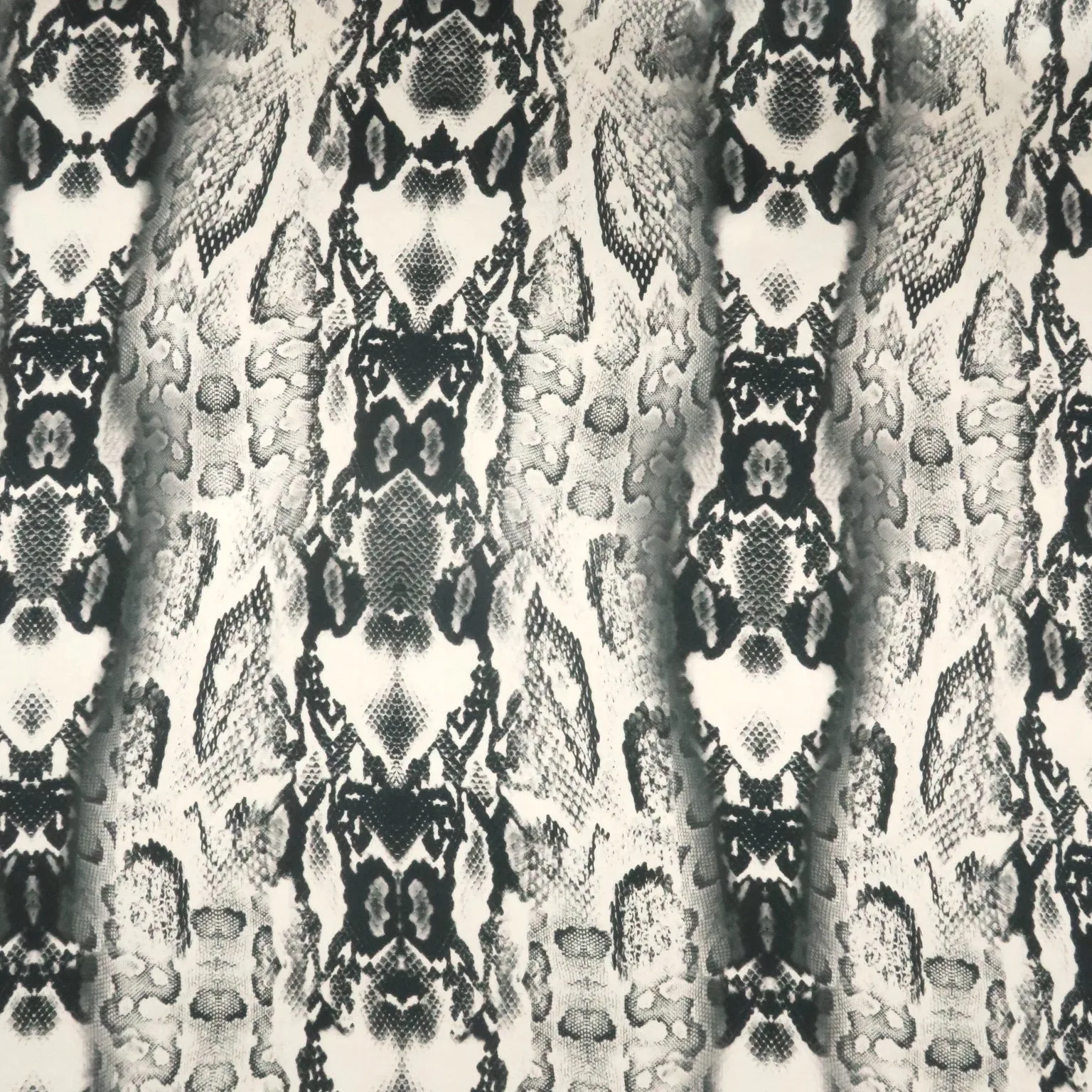 Silver and Black Snake Skin Print Stretch Printed Satin Silk Fabric