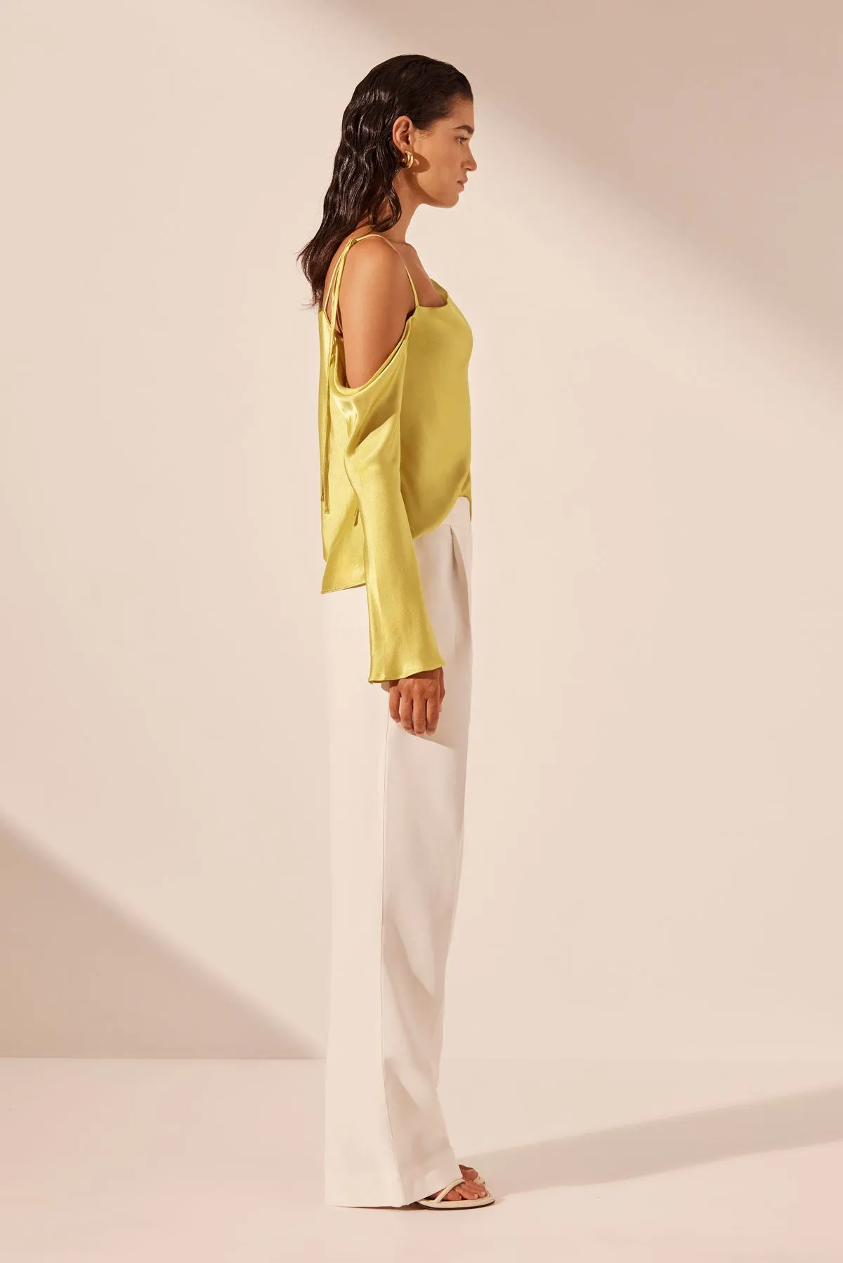 SOFIA ASYMMETRICAL LONG SLEEVE TOP - LIME