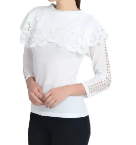 White Crepe Solid Blouse Top